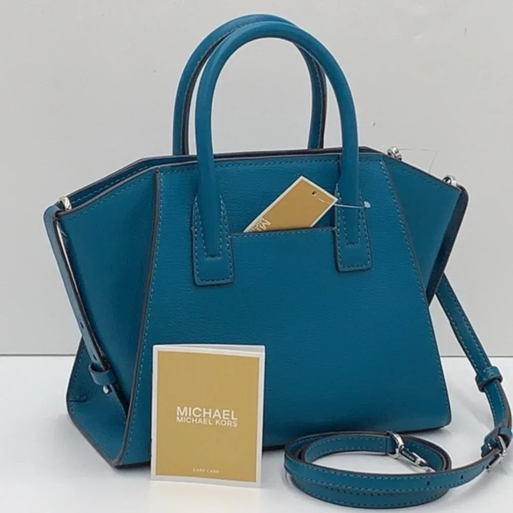 Michael Kors Avril Small Leather Top-Zip Satchel Lagoon color - Picture 4 of 16
